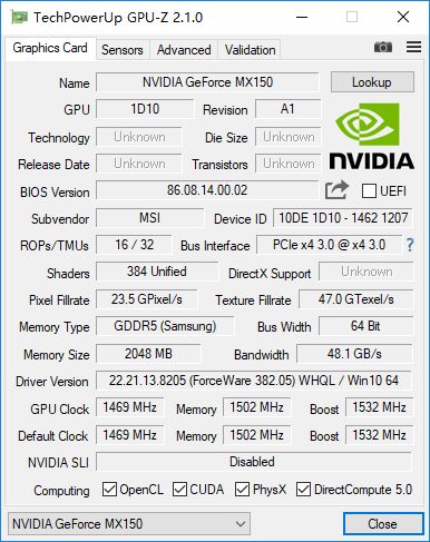 NVIDIA的GEFORCE MX150质量怎么样？