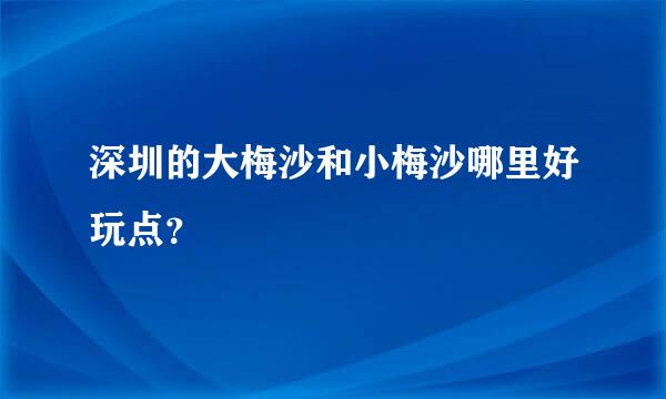 深圳的大梅沙和小梅沙哪里好玩点？