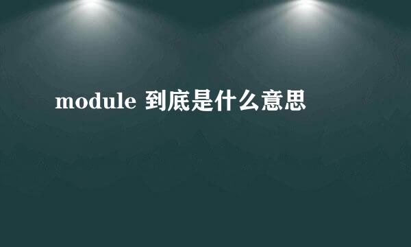 module 到底是什么意思