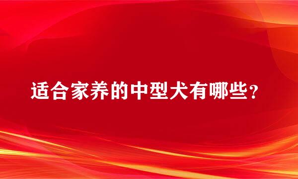 适合家养的中型犬有哪些？