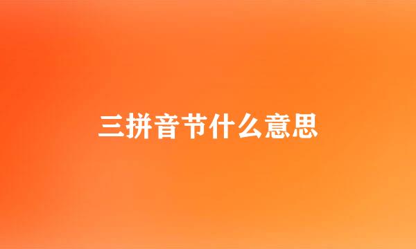 三拼音节什么意思