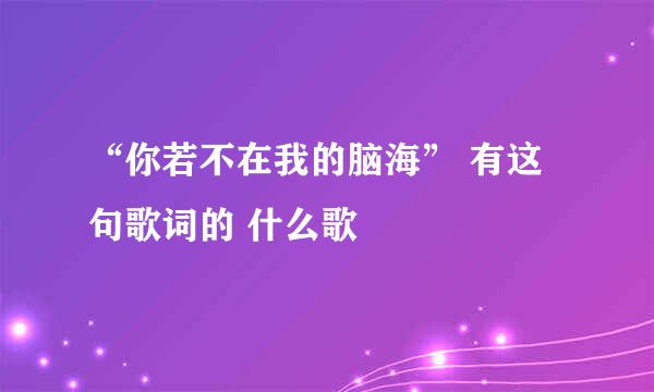 “你若不在我的脑海” 有这句歌词的 什么歌