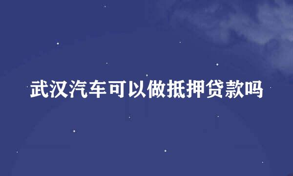 武汉汽车可以做抵押贷款吗