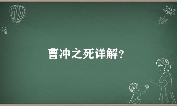 曹冲之死详解？