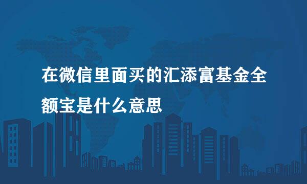 在微信里面买的汇添富基金全额宝是什么意思