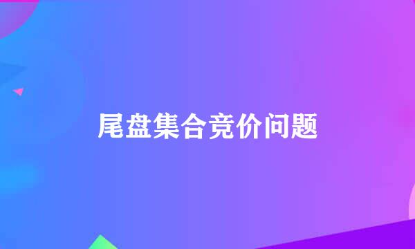 尾盘集合竞价问题