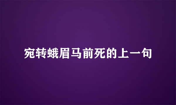 宛转蛾眉马前死的上一句