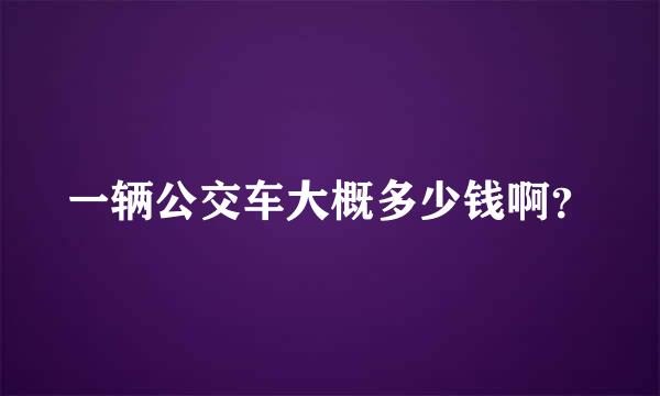 一辆公交车大概多少钱啊？