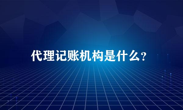 代理记账机构是什么？