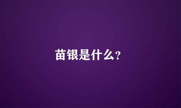 苗银是什么？