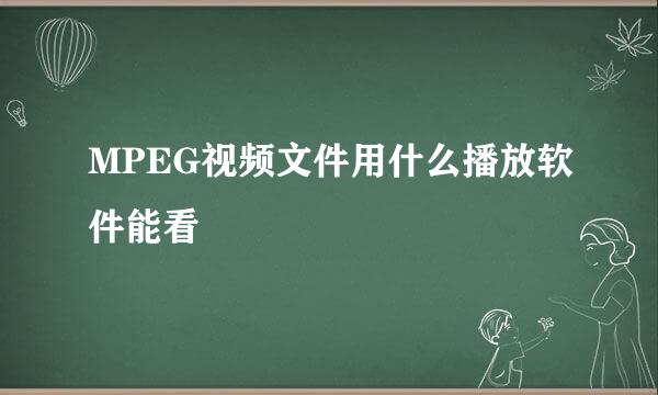 MPEG视频文件用什么播放软件能看