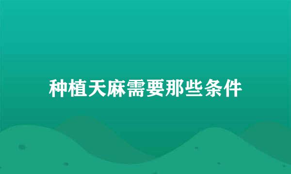 种植天麻需要那些条件