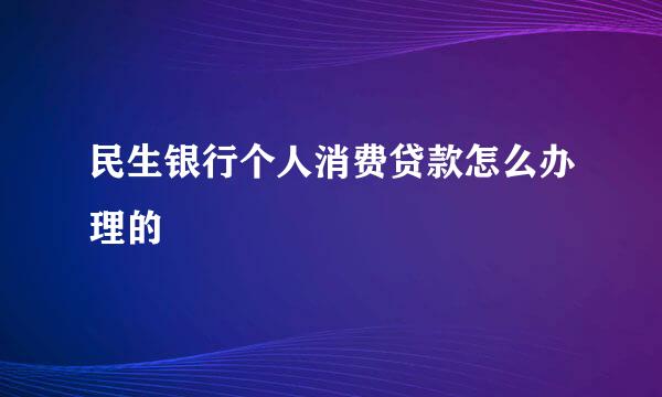 民生银行个人消费贷款怎么办理的