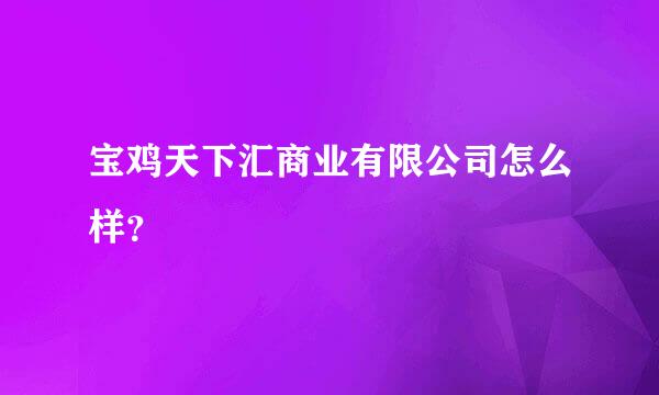 宝鸡天下汇商业有限公司怎么样？