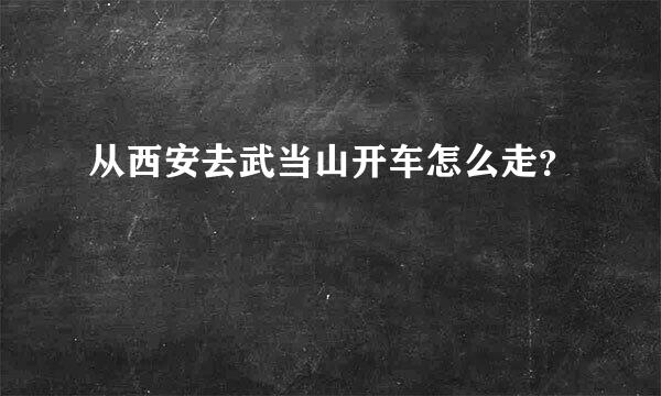 从西安去武当山开车怎么走？