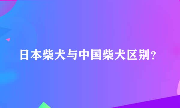 日本柴犬与中国柴犬区别？