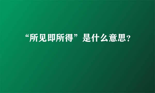 “所见即所得”是什么意思？