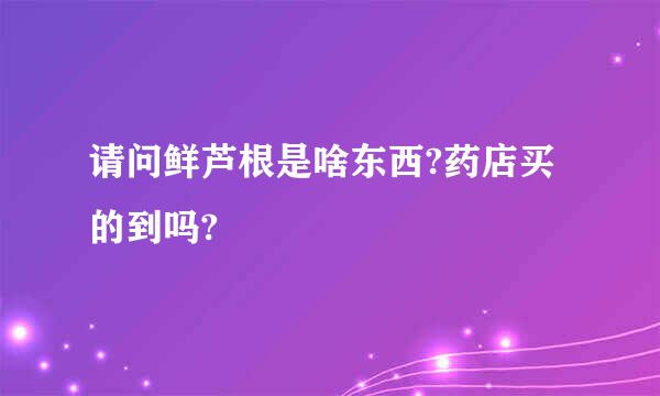 请问鲜芦根是啥东西?药店买的到吗?