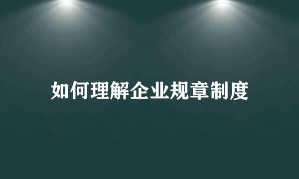 如何理解企业规章制度