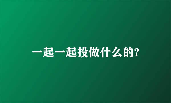 一起一起投做什么的?