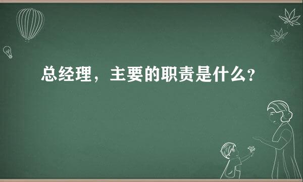 总经理，主要的职责是什么？