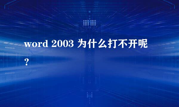 word 2003 为什么打不开呢？