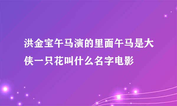 洪金宝午马演的里面午马是大侠一只花叫什么名字电影