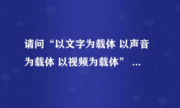 请问“以文字为载体 以声音为载体 以视频为载体” 用英语怎么说啊？