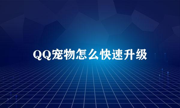 QQ宠物怎么快速升级