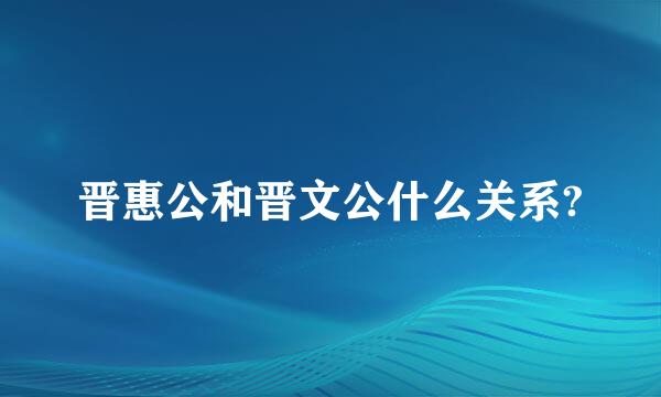 晋惠公和晋文公什么关系?