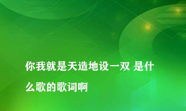 
你我就是天造地设一双 是什么歌的歌词啊
