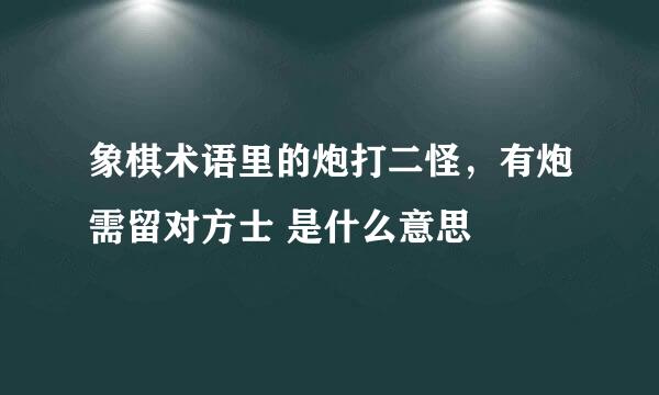 象棋术语里的炮打二怪，有炮需留对方士 是什么意思