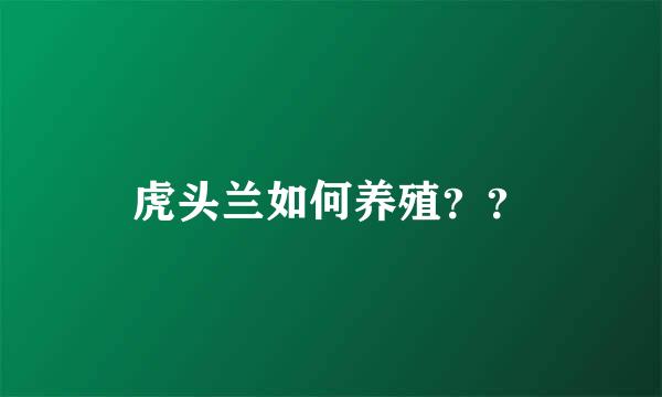 虎头兰如何养殖？？