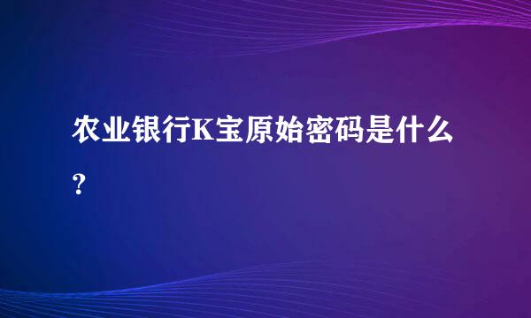 农业银行K宝原始密码是什么？