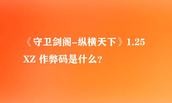 《守卫剑阁-纵横天下》1.25XZ 作弊码是什么？