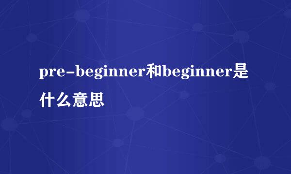 pre-beginner和beginner是什么意思