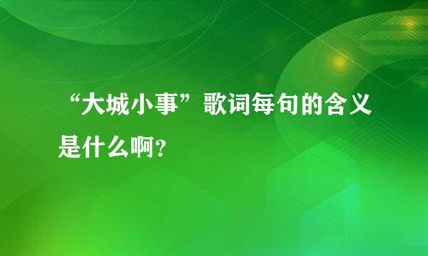 “大城小事”歌词每句的含义是什么啊？