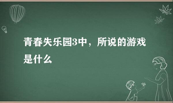 青春失乐园3中，所说的游戏是什么