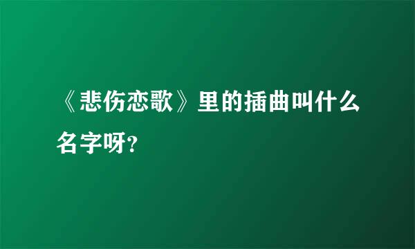 《悲伤恋歌》里的插曲叫什么名字呀？