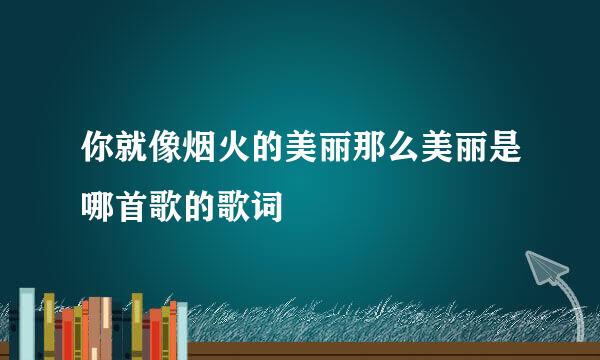 你就像烟火的美丽那么美丽是哪首歌的歌词