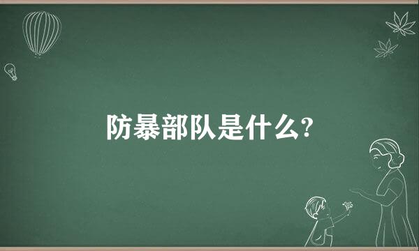 防暴部队是什么?