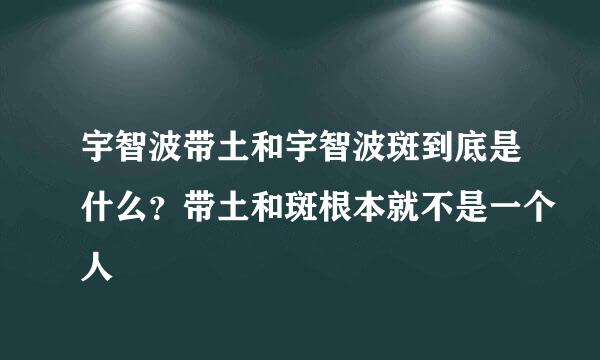 宇智波带土和宇智波斑到底是什么？带土和斑根本就不是一个人