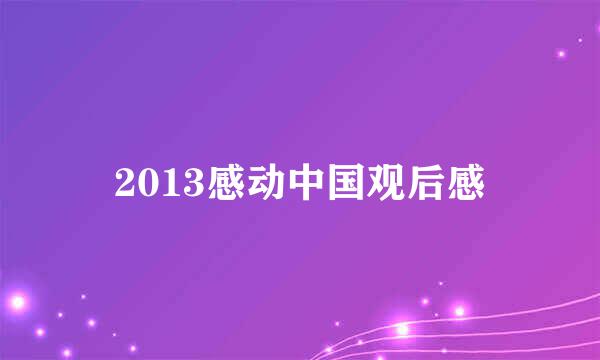 2013感动中国观后感