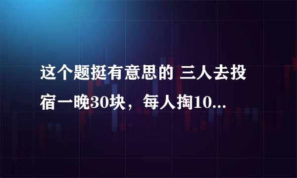 这个题挺有意思的 三人去投宿一晚30块，每人掏10块凑30块交给老板。 求解