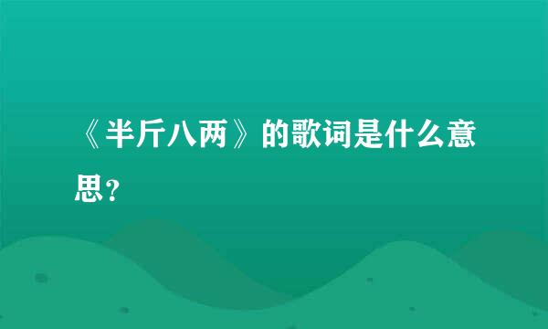 《半斤八两》的歌词是什么意思？