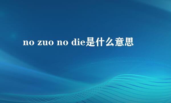 no zuo no die是什么意思