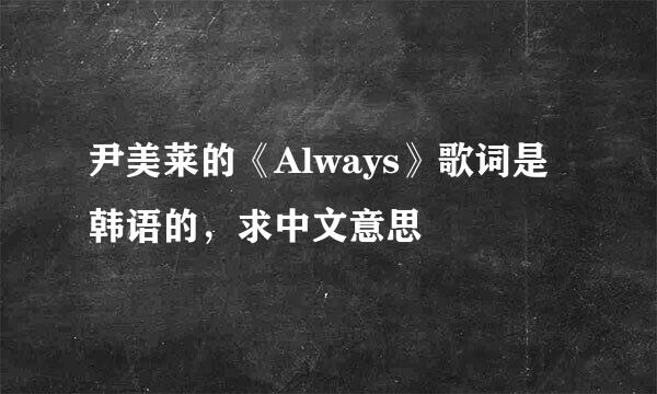 尹美莱的《Always》歌词是韩语的，求中文意思