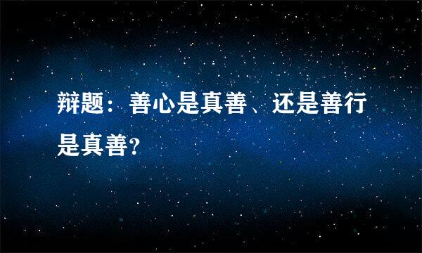 辩题：善心是真善、还是善行是真善？