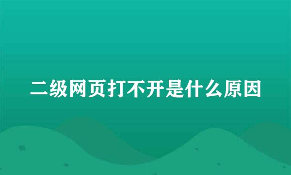 二级网页打不开是什么原因