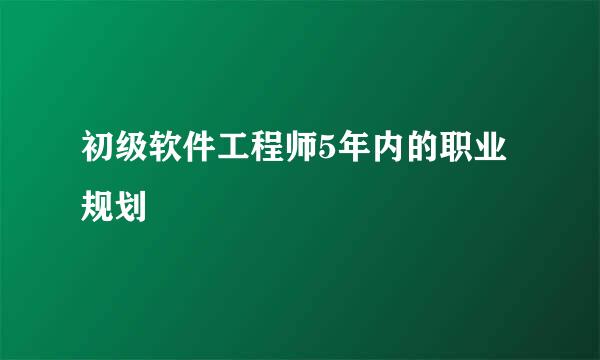 初级软件工程师5年内的职业规划